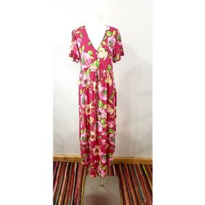 Easel Hot Pink Floral Maxi Sundress Small